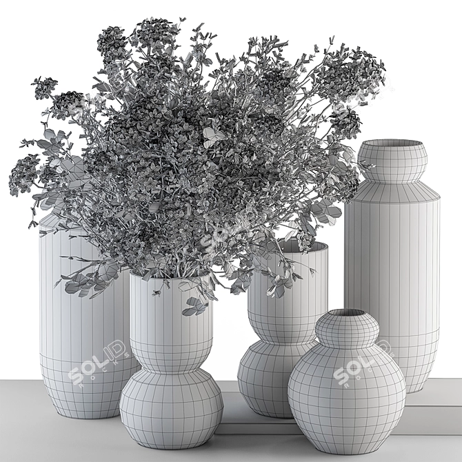 Green and Blue Decorative Vase Set 3D model image 2