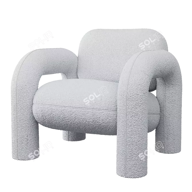 Bobo Accent Armchair with Velour and Fur 3D model image 1