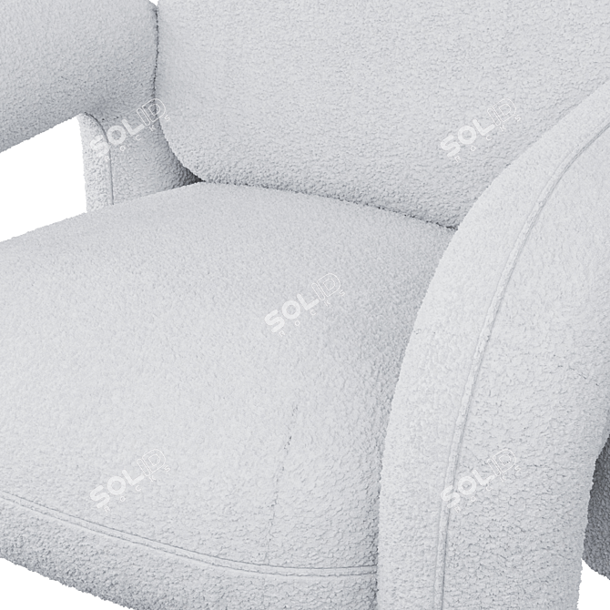 Bobo Accent Armchair with Velour and Fur 3D model image 2