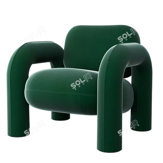 Bobo Accent Armchair with Velour and Fur 3D model image 7