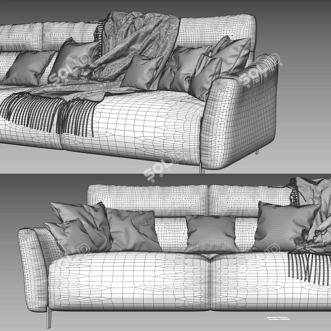 Modern Rosini Madrid 3-pos Sofa 3D model image 5