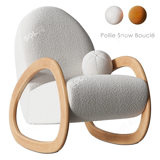 Snow Bouclé Rocking Chair 4956 Polygons 3D model image 1