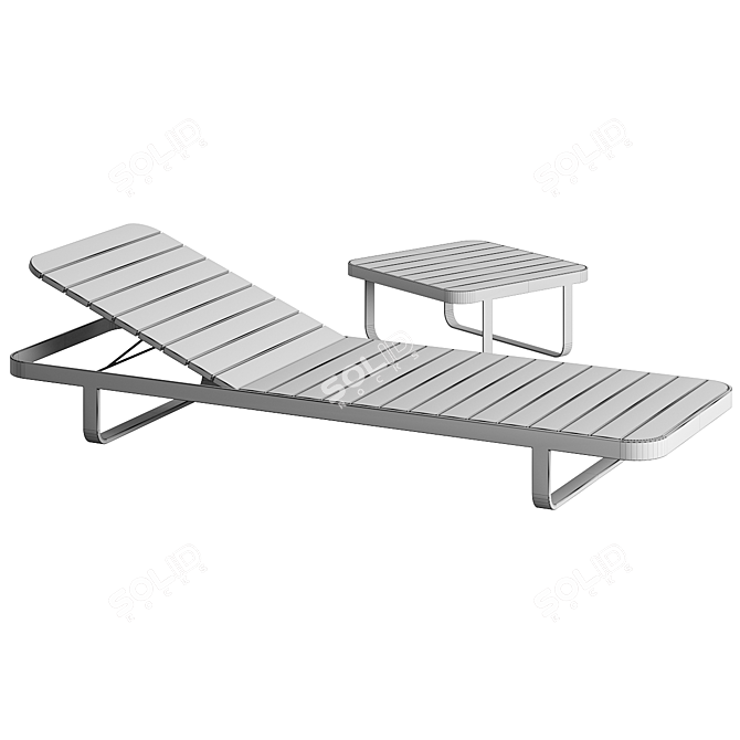 Zen Teak Sun Lounger Set 3D model image 2