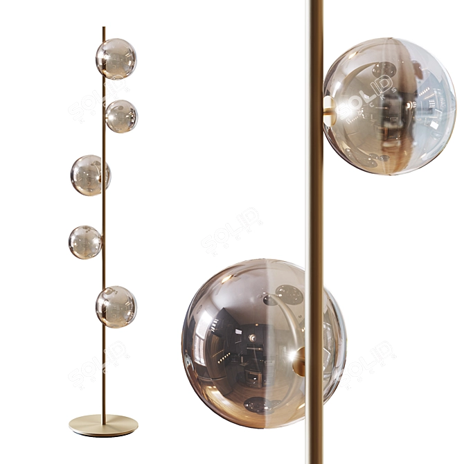Elegant Metal Glass Floor Lamp 3D model image 1