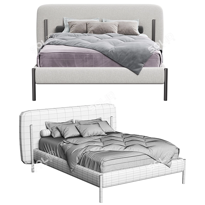 Minimalistic HIRO Bed Frame 3D model image 2