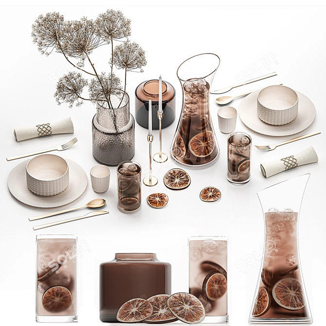 Eco Lux Table Setting for Two 3D model image 6