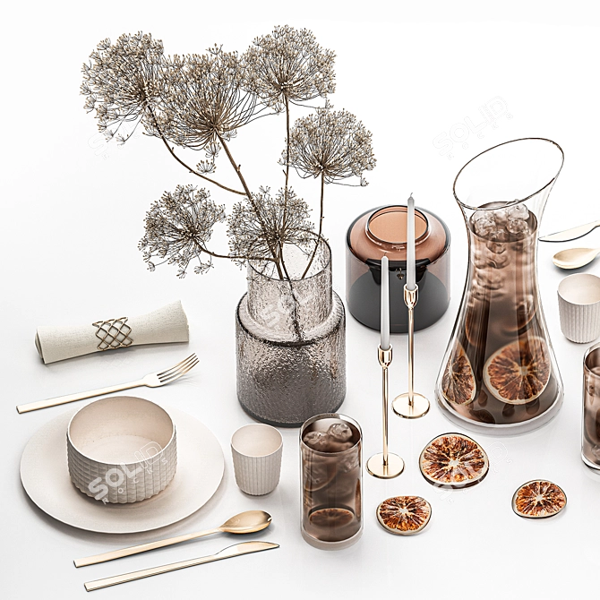 Eco Lux Table Setting for Two 3D model image 1