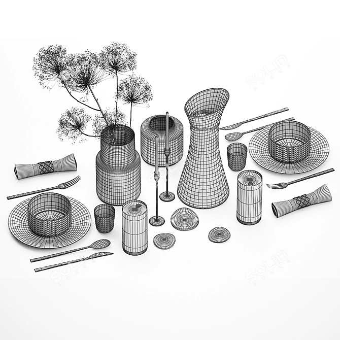 Eco Lux Table Setting for Two 3D model image 5