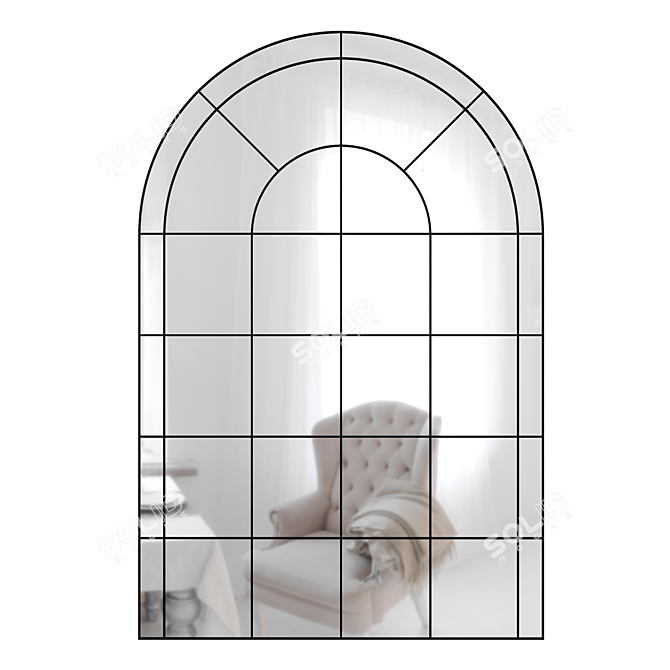 French Eclectic Arched Mirror 3D model image 1