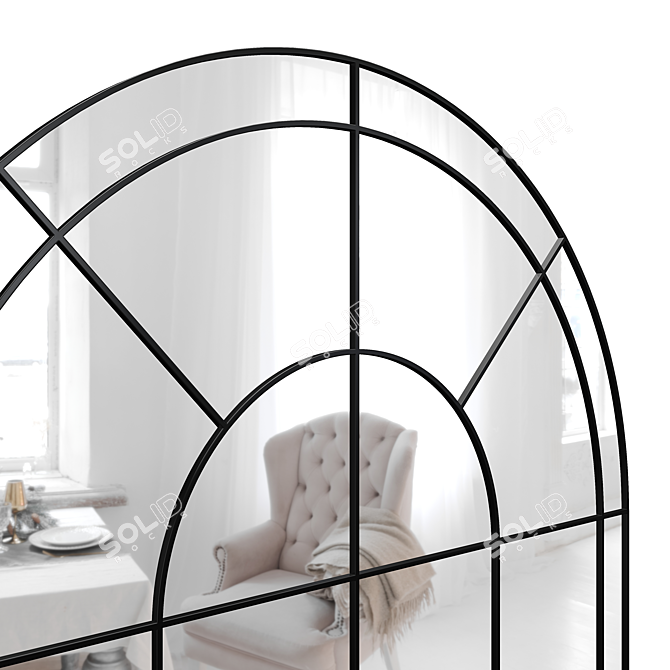 French Eclectic Arched Mirror 3D model image 3