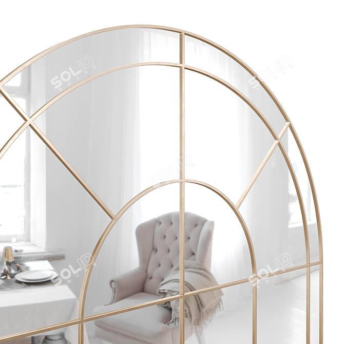 French Eclectic Arched Mirror 3D model image 4