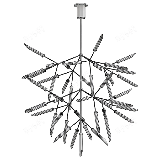 Elegant Spur Grande Chandelier LED 3D model image 2