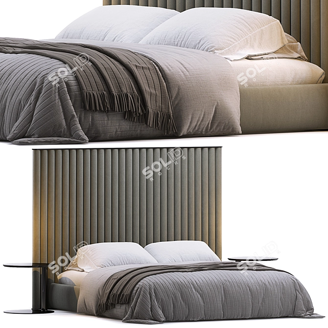 Sleek Biarritz Slim Bed 3D model image 1