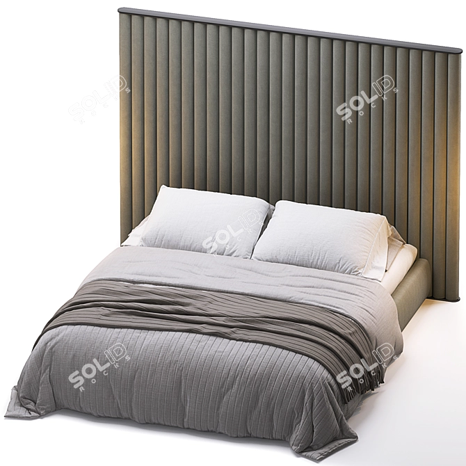 Sleek Biarritz Slim Bed 3D model image 2