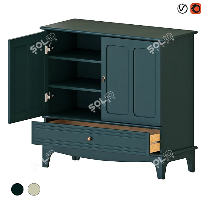 Modern Beige & Blue-Green Cabinet 3D model image 1