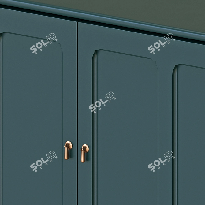 Modern Beige & Blue-Green Cabinet 3D model image 4