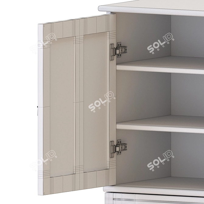 Modern Beige & Blue-Green Cabinet 3D model image 7