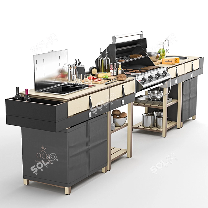 Modular BBQ Set with Accessories 3D model image 5