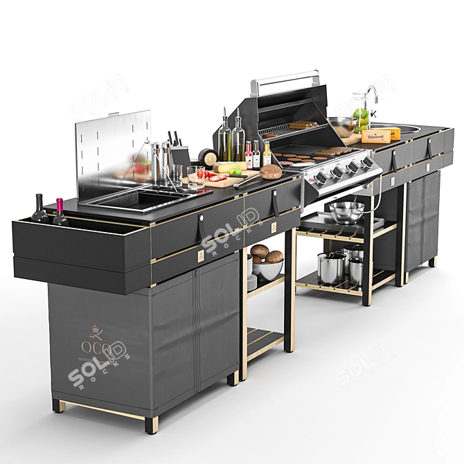 Modular BBQ Set with Accessories 3D model image 6