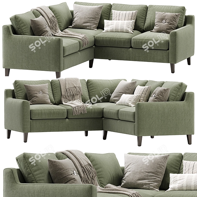 Elegant Beverly L Sectional Sofa 3D model image 2