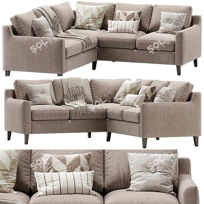 Elegant Beverly L Sectional Sofa 3D model image 3