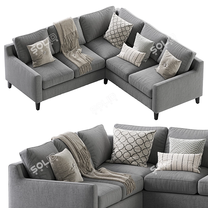 Elegant Beverly L Sectional Sofa 3D model image 4