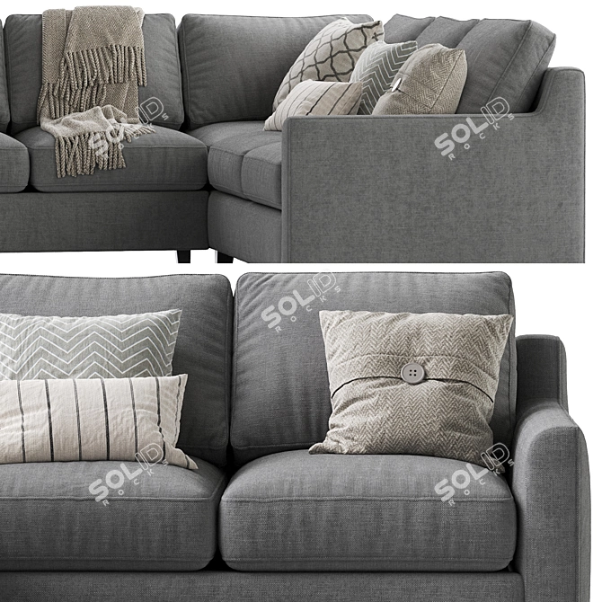 Elegant Beverly L Sectional Sofa 3D model image 5