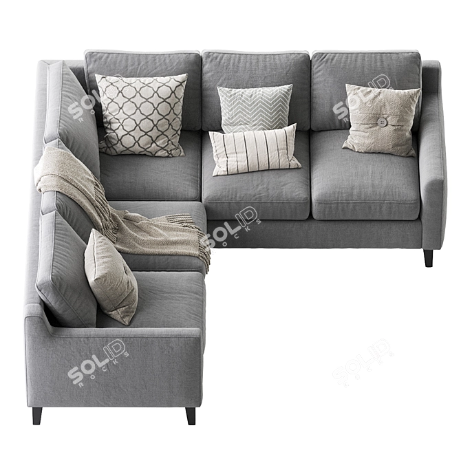 Elegant Beverly L Sectional Sofa 3D model image 6
