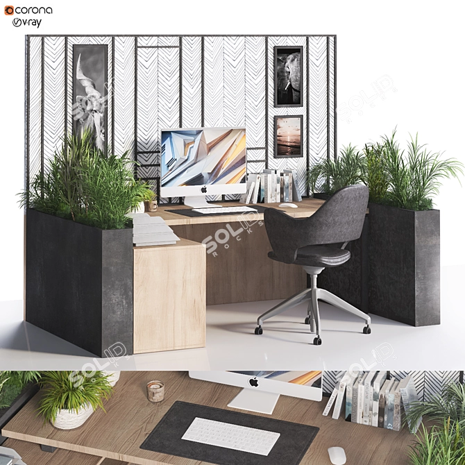 Modern Versatile Home Office Desk 3D model image 1