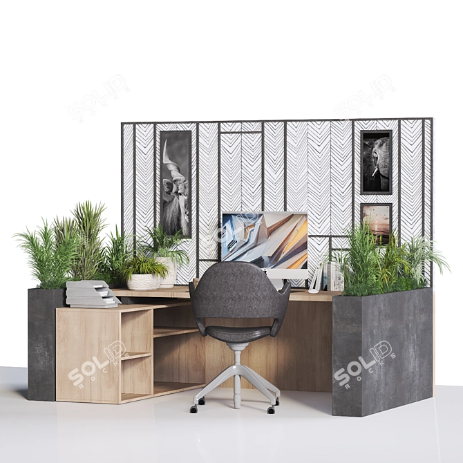 Modern Versatile Home Office Desk 3D model image 6