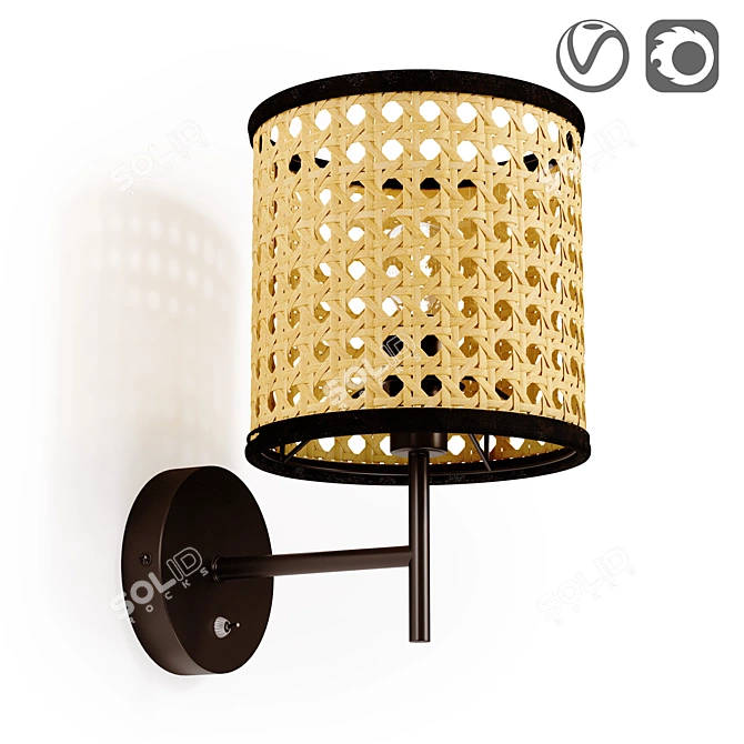 GRIZZANA Metal & Woven Wall Lamp 3D model image 1