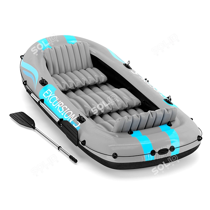 5-Person Inflatable Boat, Lightweight & Compact 3D model image 2