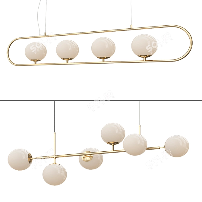 Elegant Pendant Lighting Set 3D model image 1