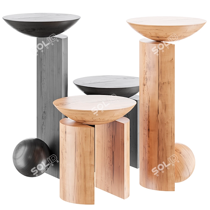 Venzon Tropical Hardwood Side Table 3D model image 1