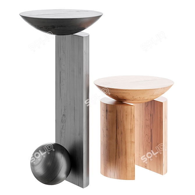 Venzon Tropical Hardwood Side Table 3D model image 2