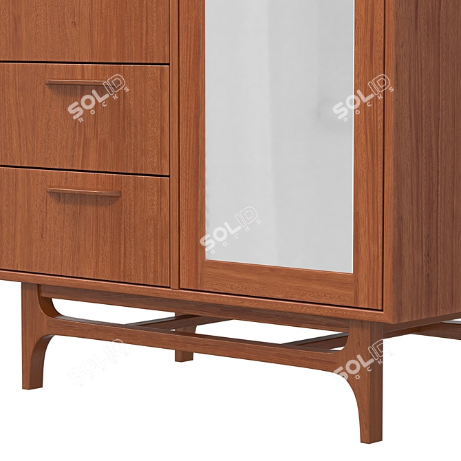  Vintage Walnut Wardrobe, Elegant Finish 3D model image 3