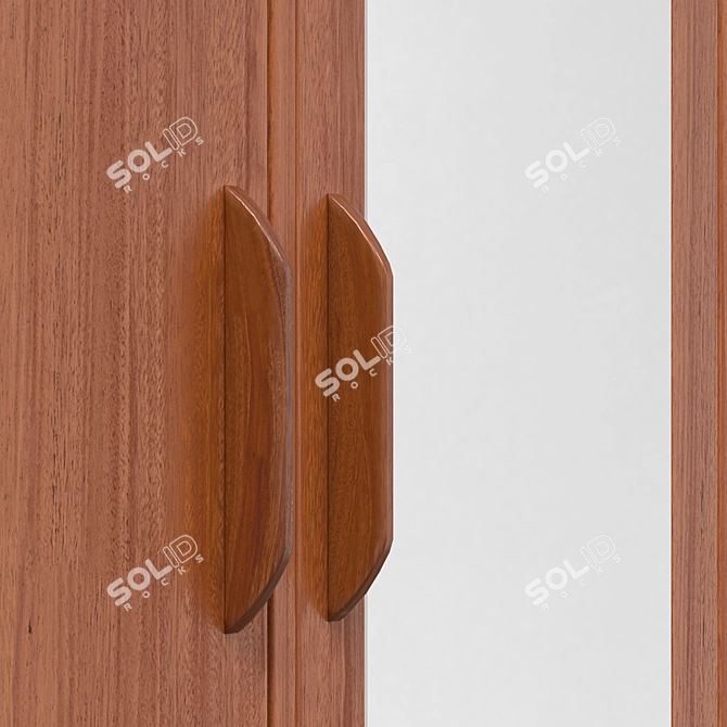  Vintage Walnut Wardrobe, Elegant Finish 3D model image 4