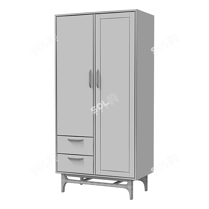  Vintage Walnut Wardrobe, Elegant Finish 3D model image 5