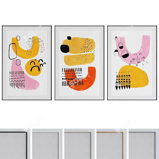 Modern Abstract Picture Frame Set 3D model image 1