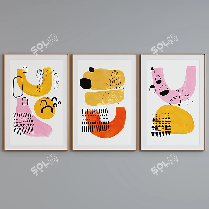 Modern Abstract Picture Frame Set 3D model image 4