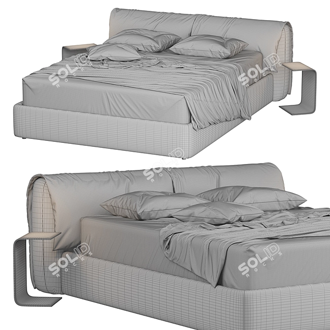 Luxury Queen Size Heather Bed 3D model image 7