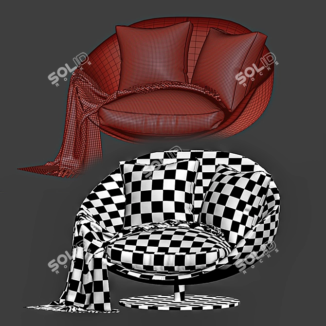 AVI Fabric Armchair with Swivel 3D model image 3