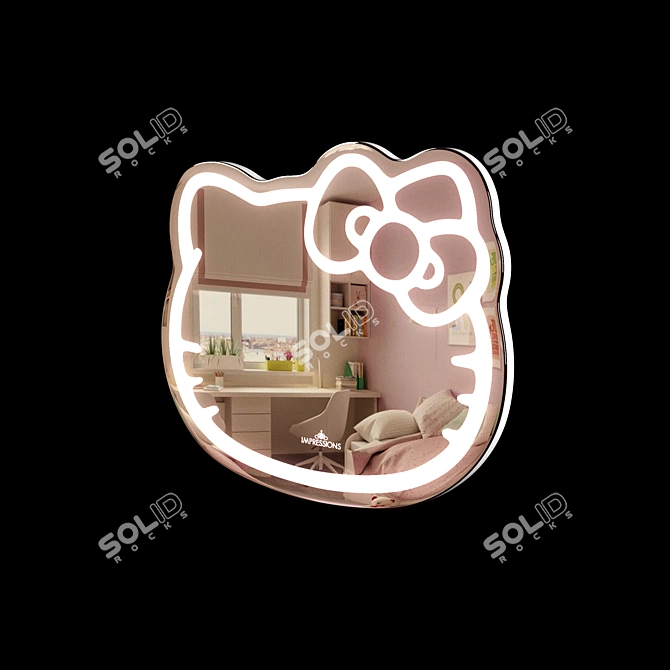 Colorful Hello Kitty LED Mirror 3D model image 5