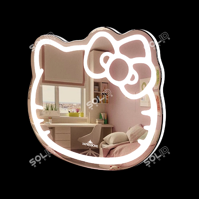 Colorful Hello Kitty LED Mirror 3D model image 6