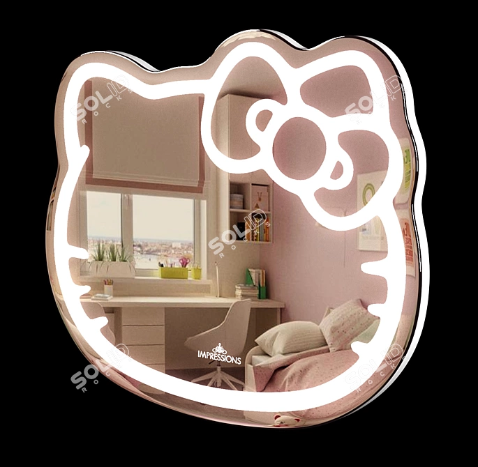 Colorful Hello Kitty LED Mirror 3D model image 7