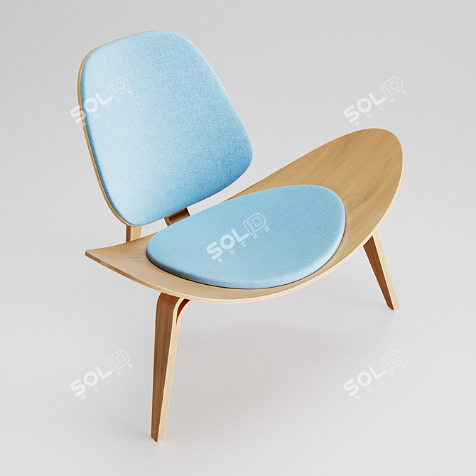 Designer Shell Cosmo Upholstered Chair 3D model image 2