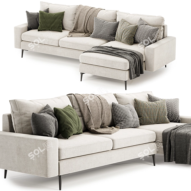 Gravel Gray Nova Sectional Sofa 3D model image 2