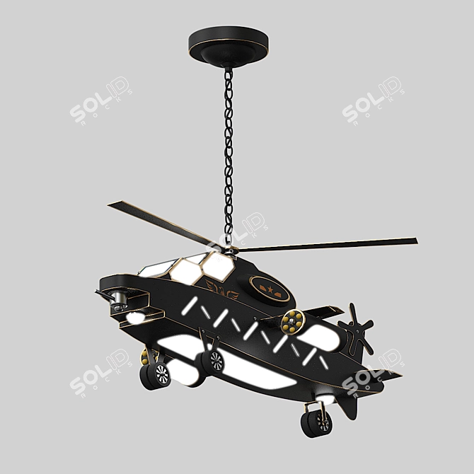 Metallic Kids LED Helicopter Chandelier 3D model image 1