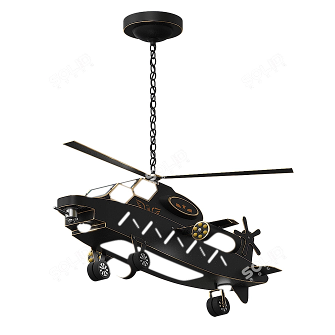 Metallic Kids LED Helicopter Chandelier 3D model image 4
