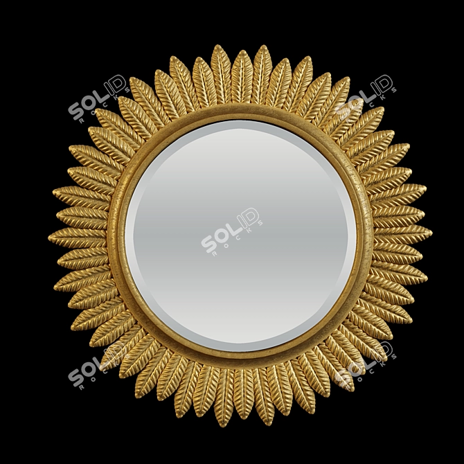 Gilded Radiant Crown Mirror 3D model image 1